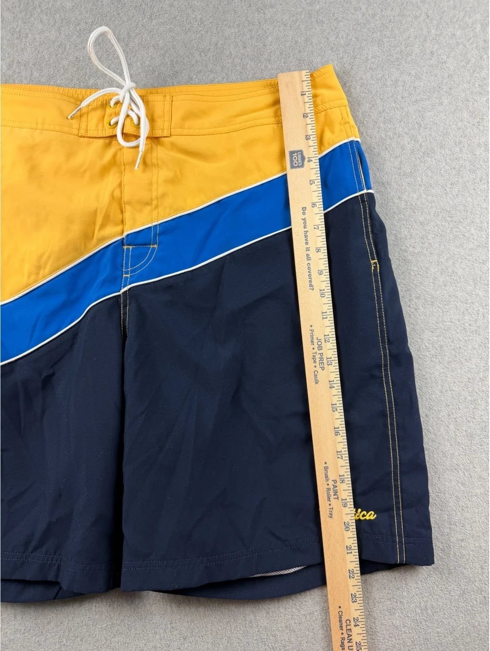 Nautica Mens 36W Board Shorts Colorblock Yellow Blue Navy Swim Trunks Y2K